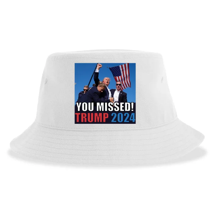 Trump 2024 You Missed! Shot Pennsylvania Rally Sustainable Bucket Hat