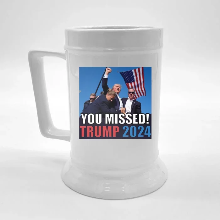 Trump 2024 You Missed! Shot Pennsylvania Rally Front & Back Beer Stein