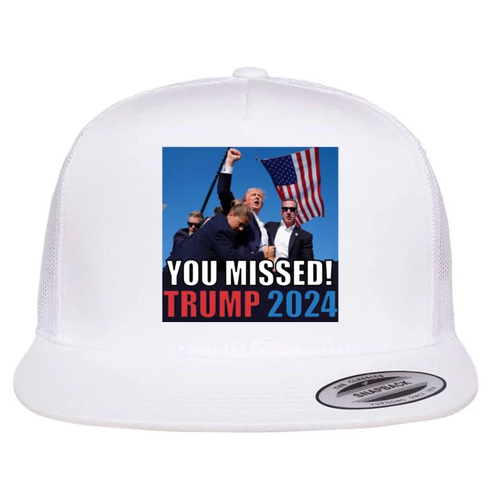 Trump 2024 You Missed! Shot Pennsylvania Rally Flat Bill Trucker Hat