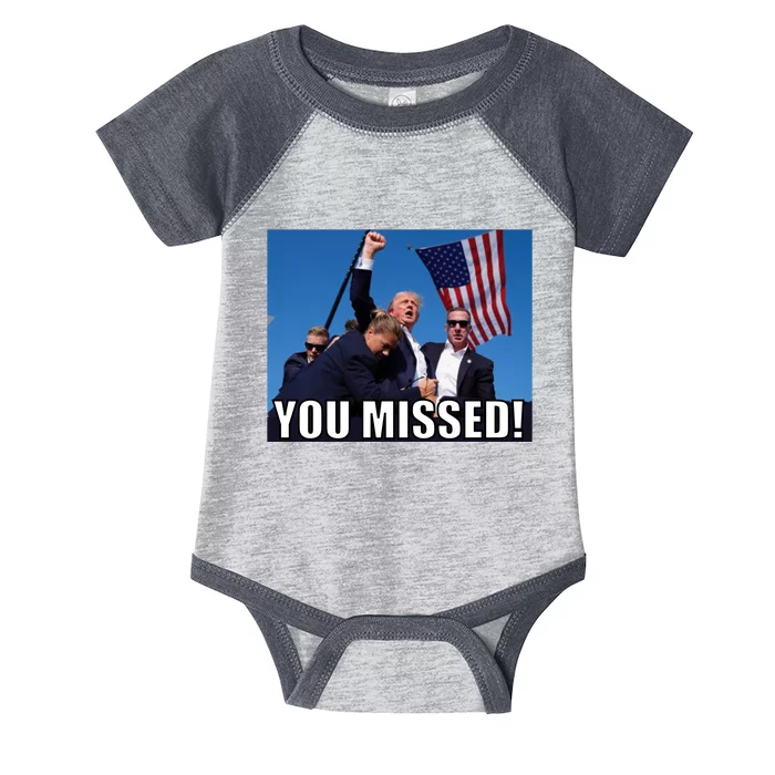 Trump 2024 You Missed Gun Shot At Pennsylvania Rally Infant Baby Jersey Bodysuit