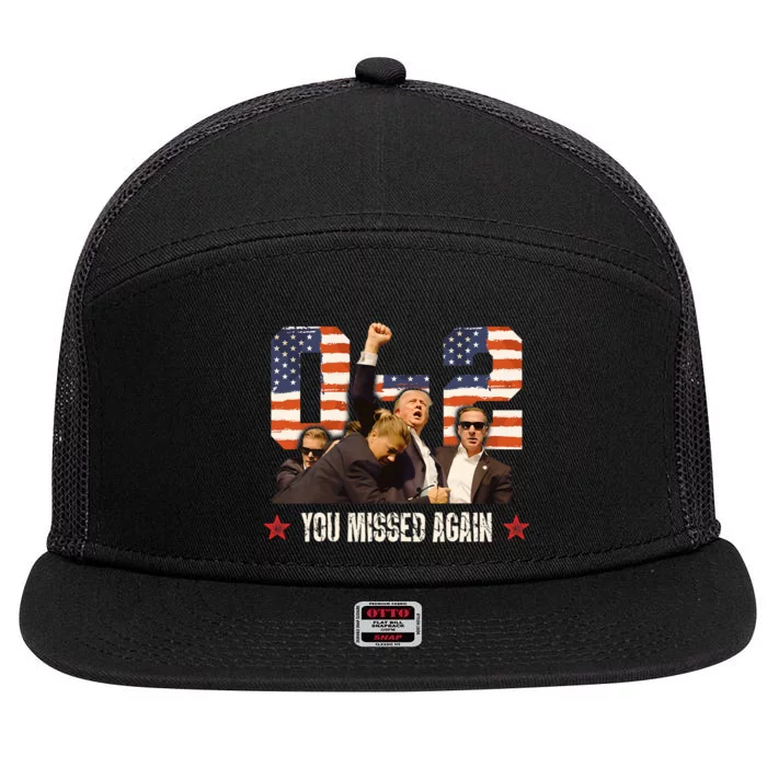 Trump 2024 You Missed Again 2 0 2nd Assassination Attempt 7 Panel Mesh Trucker Snapback Hat