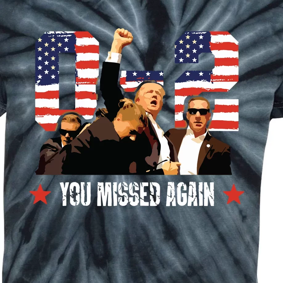 Trump 2024 You Missed Again 2 0 2nd Assassination Attempt Kids Tie-Dye T-Shirt