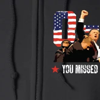 Trump 2024 You Missed Again 2 0 2nd Assassination Attempt Full Zip Hoodie