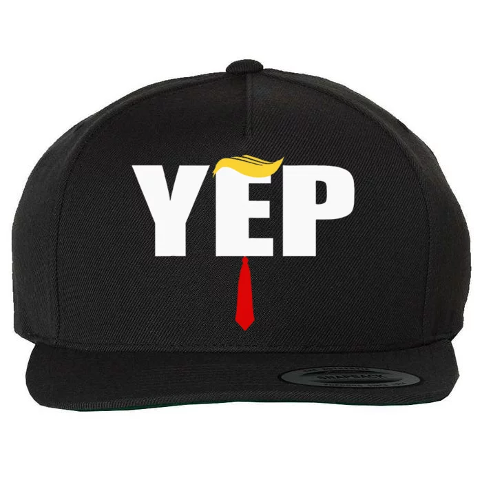 Trump 2024 Yep With Trump Hair And Red Necktie Maga Wool Snapback Cap