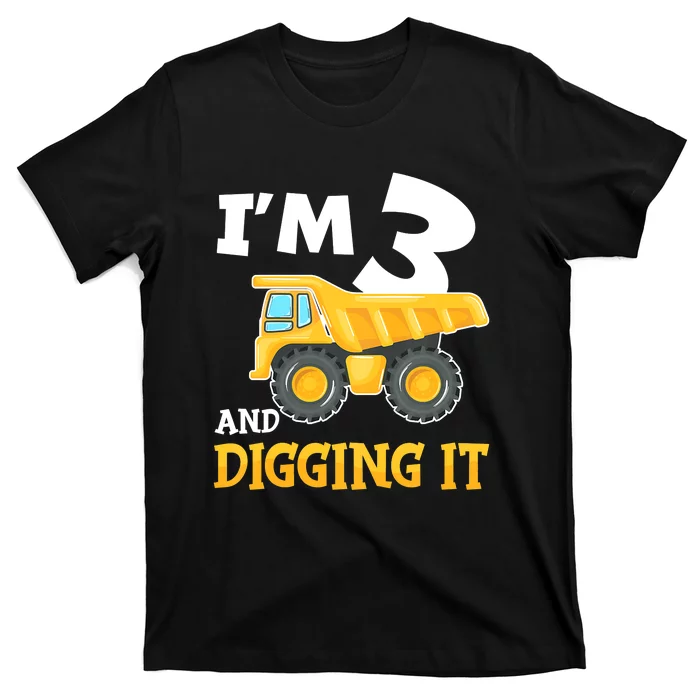 Three 3yr 3th Birthday Construction Boy 3 Years Old T-Shirt