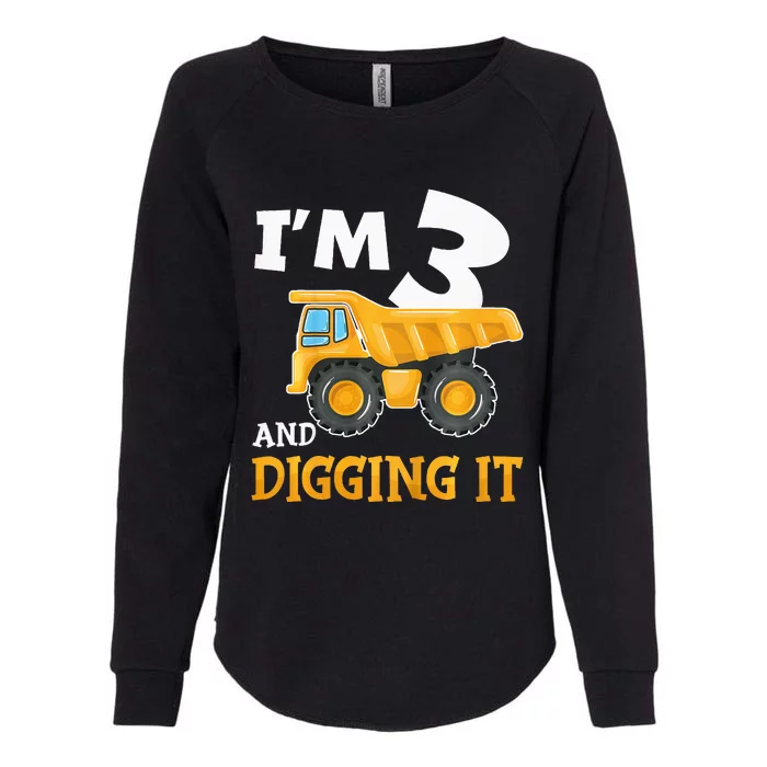 Three 3yr 3rd Birthday Construction 3 Years Old Womens California Wash Sweatshirt