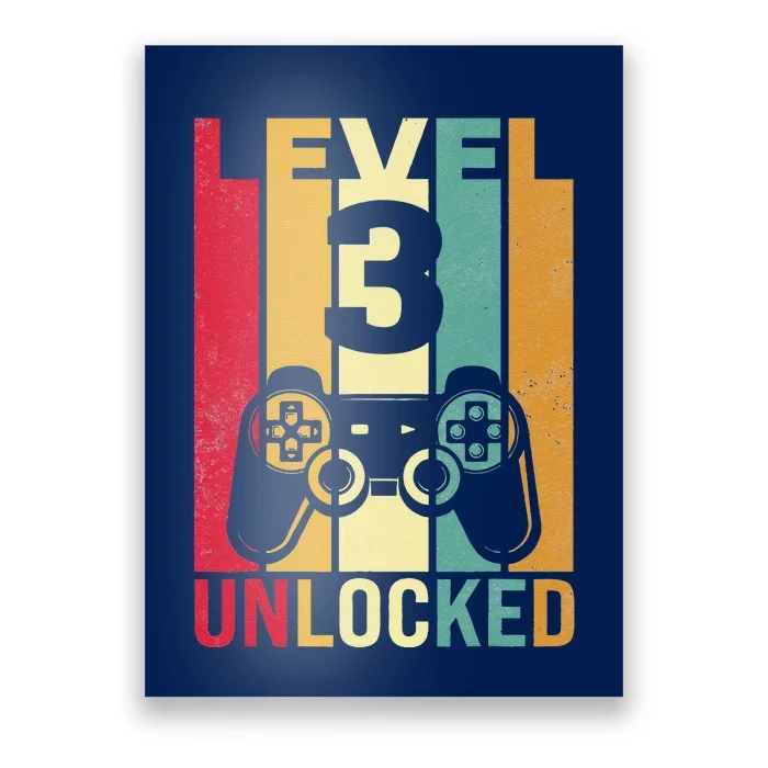 Three 3yr 3 Birthday Son Funny Gamer 3rd Years Old Poster