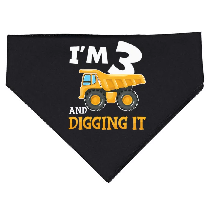 Three 3yr 3th Birthday Construction 3 Years Old USA-Made Doggie Bandana