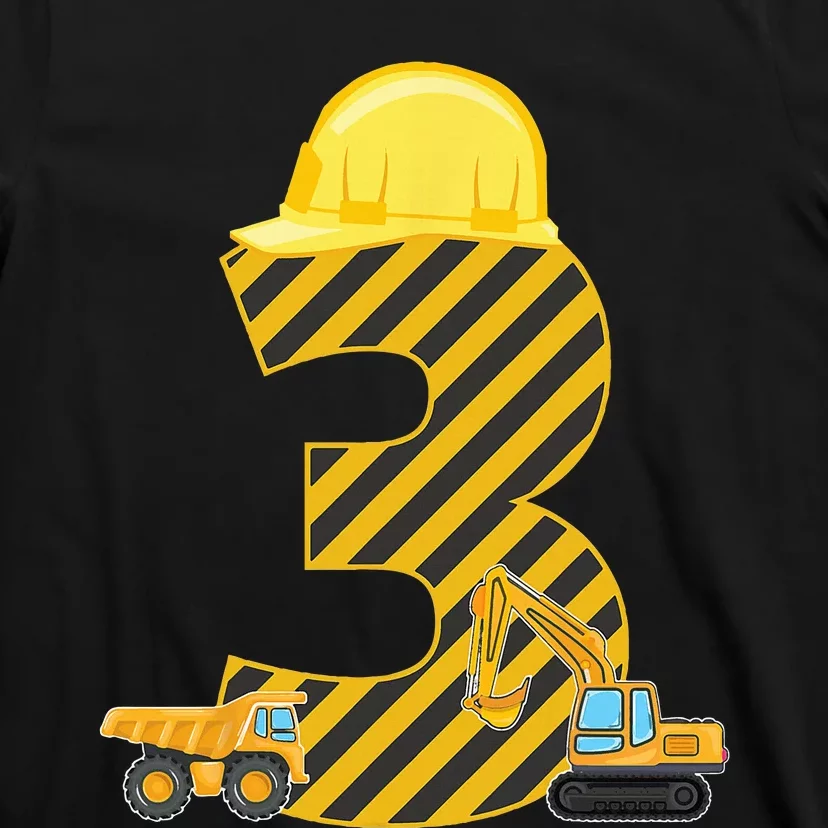 Three 3yr 3rd Birthday Construction Outfit 3 Years Old T-Shirt