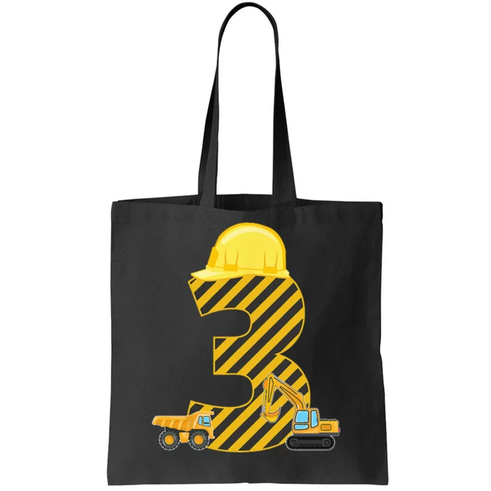 Three 3yr 3rd Birthday Construction Outfit 3 Years Old Tote Bag