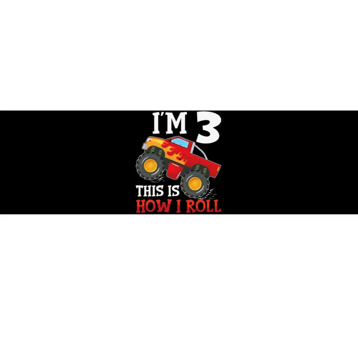 Three 3yr 3rd Birthday Monster Truck Boy 3 Years Old Gift Bumper Sticker