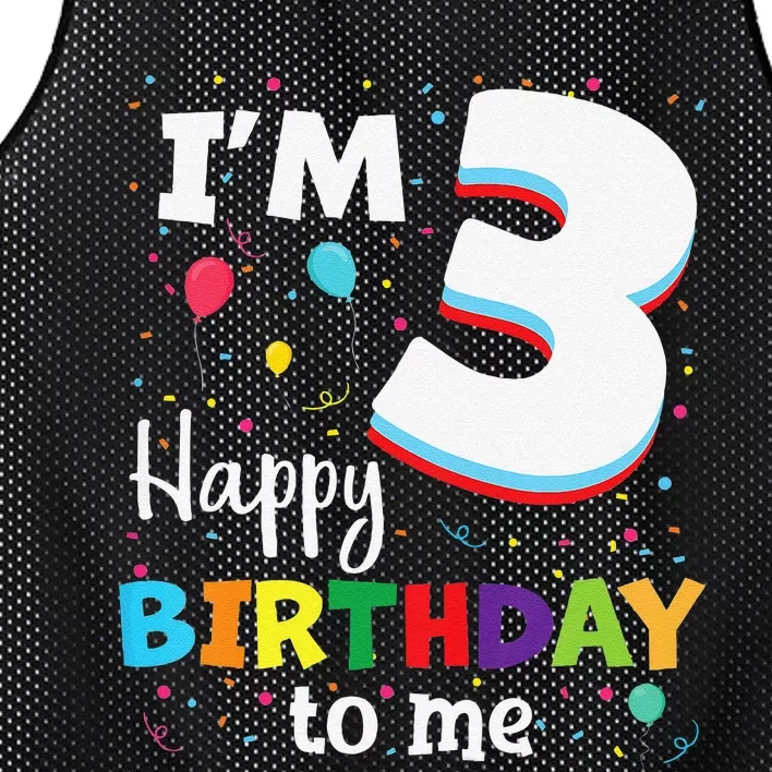 Three 3yr 3th Birthday Happy Birthday 3 Years Old Mesh Reversible Basketball Jersey Tank