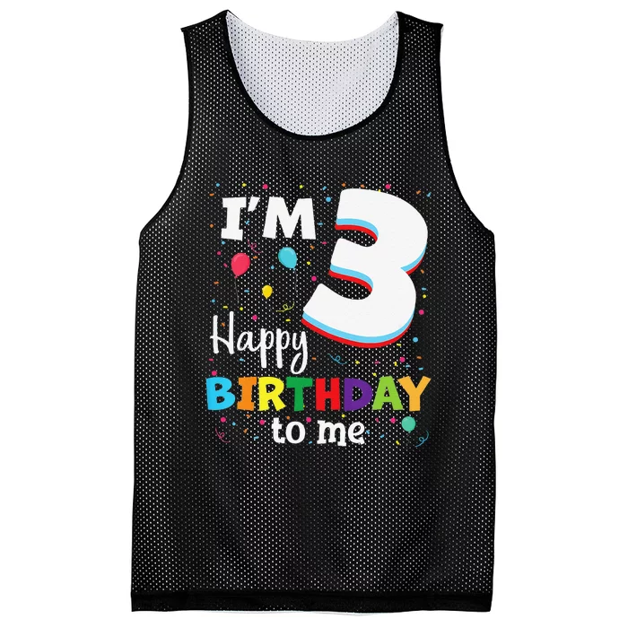 Three 3yr 3th Birthday Happy Birthday 3 Years Old Mesh Reversible Basketball Jersey Tank