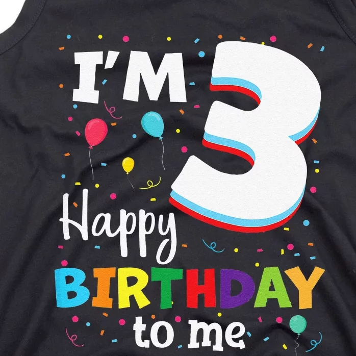 Three 3yr 3th Birthday Happy Birthday 3 Years Old Tank Top