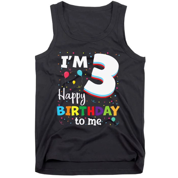 Three 3yr 3th Birthday Happy Birthday 3 Years Old Tank Top