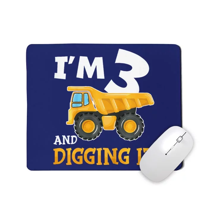 Three 3yr 3rd Birthday Construction Boy 3 Years Old Mousepad