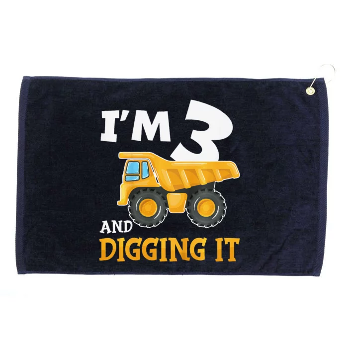 Three 3yr 3rd Birthday Construction Boy 3 Years Old Grommeted Golf Towel