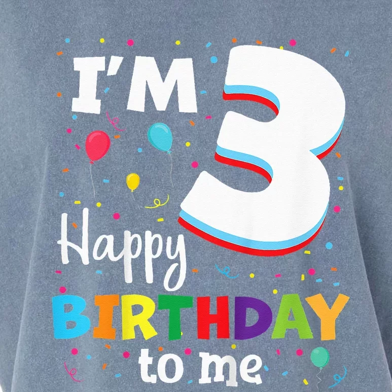 Three 3yr 3th Birthday Happy Birthday 3 Years Old Garment-Dyed Women's Muscle Tee