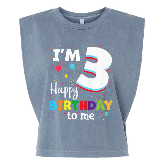 Three 3yr 3th Birthday Happy Birthday 3 Years Old Garment-Dyed Women's Muscle Tee