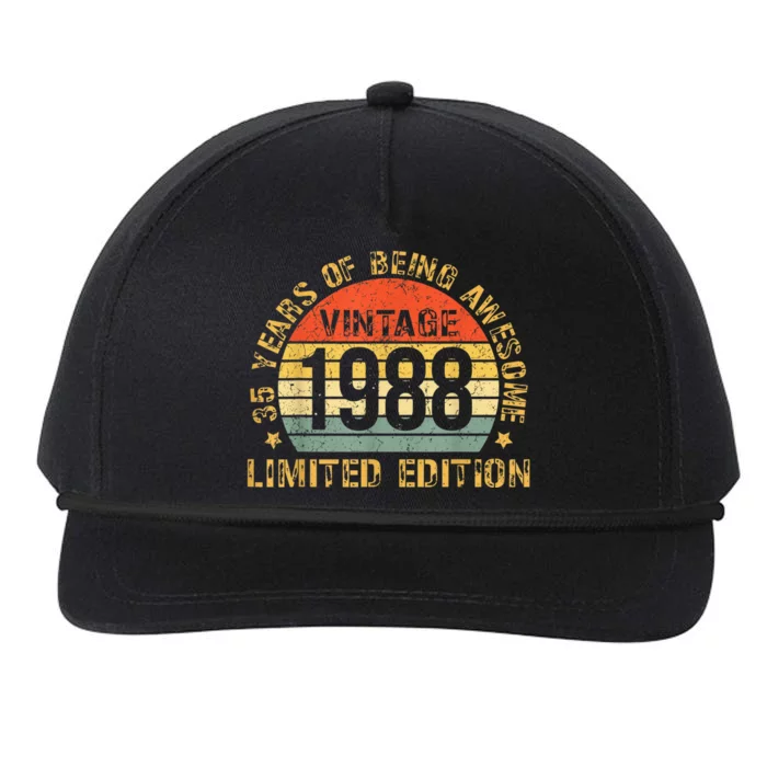 Turning 35 Birthday Decorations  35th BDay 1988 Birthday Snapback Five-Panel Rope Hat