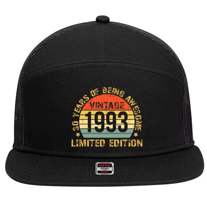 Turning 30 Birthday Decorations 30th BDay 1993 Birthday 7 Panel Mesh Trucker Snapback Hat