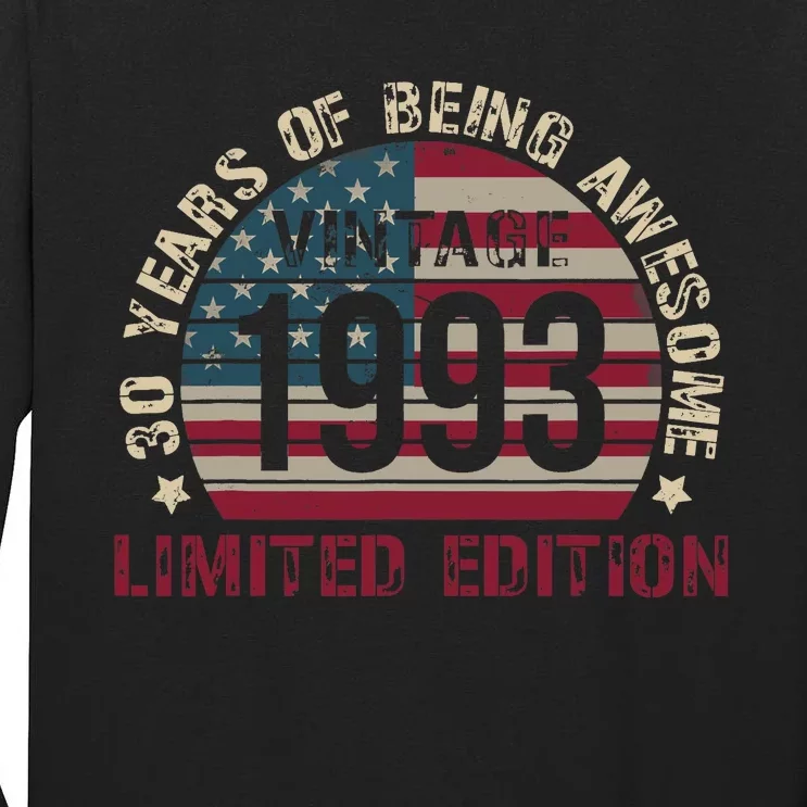 Turning 30 Birthday Decorations 30th BDay 1993 Birthday Tall Long Sleeve T-Shirt