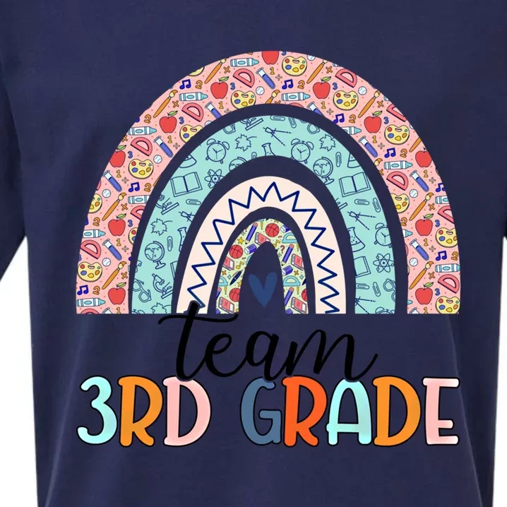 Team 3Rd Grade Teacher Rainbow 1St Day Of Third Grade Gift Sueded Cloud Jersey T-Shirt