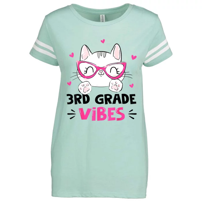 Third 3rd Grade Vibes Back To School Cute Cat Cute For Girls Enza Ladies Jersey Football T-Shirt