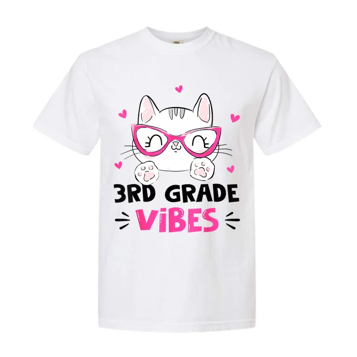 Third 3rd Grade Vibes Back To School Cute Cat Cute For Girls Garment-Dyed Heavyweight T-Shirt