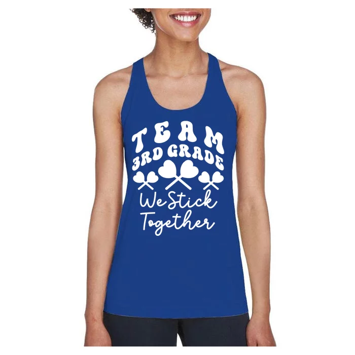 Team 3rd Grade We Stick Together Third Teacher Heart Sucker Gift Women's Racerback Tank