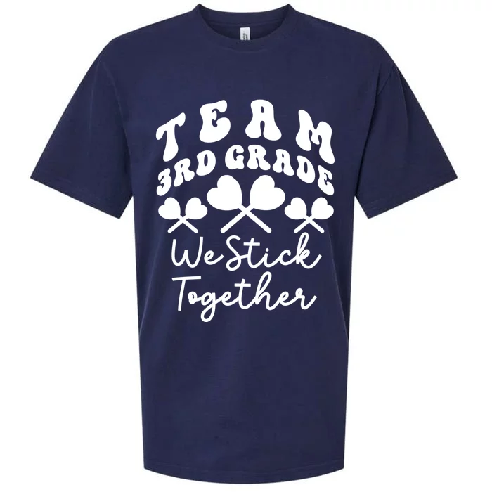 Team 3rd Grade We Stick Together Third Teacher Heart Sucker Gift Sueded Cloud Jersey T-Shirt