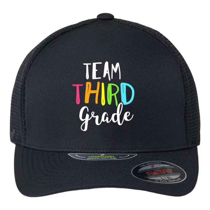 Team 3rd Third Grade Teacher Back To School Top Flexfit Unipanel Trucker Cap