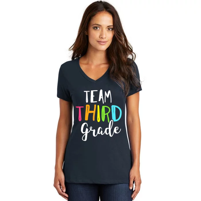 Team 3rd Third Grade Teacher Back To School Top Women's V-Neck T-Shirt