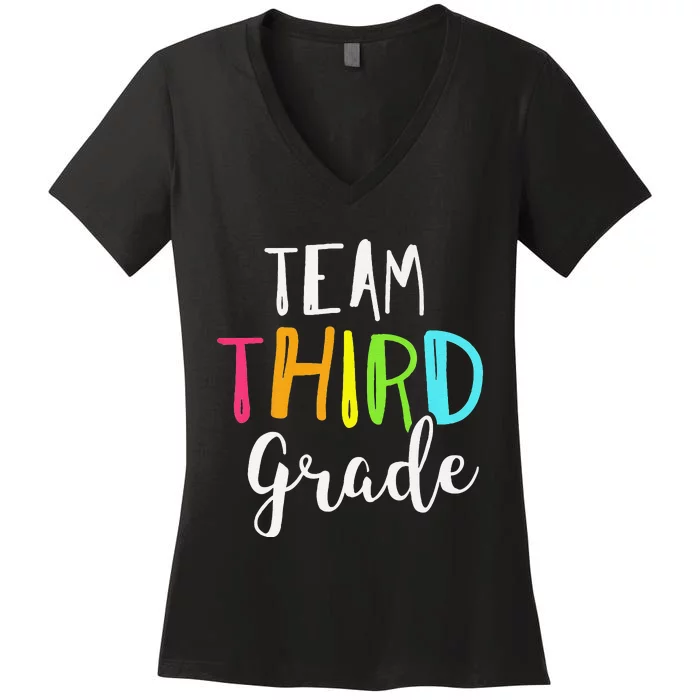 Team 3rd Third Grade Teacher Back To School Women's V-Neck T-Shirt