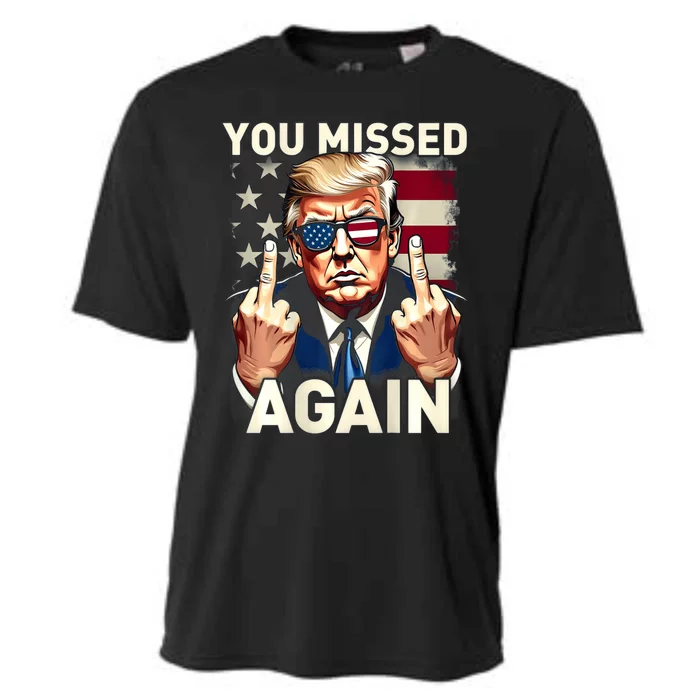 Trump 45 47 You Missed Again Trump 2024 Usa Flag Cooling Performance Crew T-Shirt