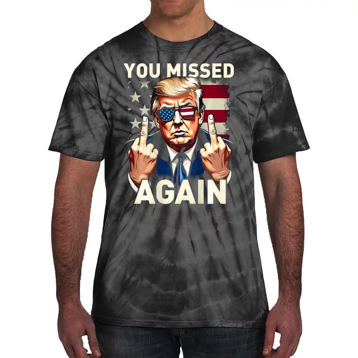 Trump 45 47 You Missed Again Trump 2024 Usa Flag Tie-Dye T-Shirt