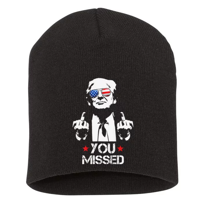 Trump 45 47 Fist Pump Middle Finger You Missed Short Acrylic Beanie