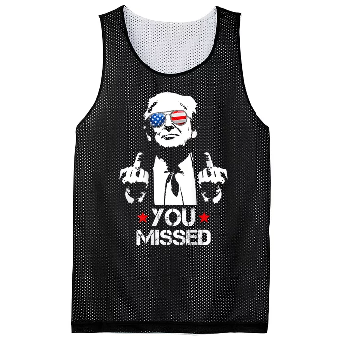 Trump 45 47 Fist Pump Middle Finger You Missed Mesh Reversible Basketball Jersey Tank