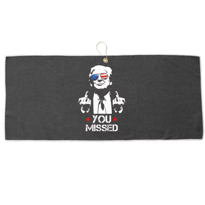 Trump 4 47 Fist Pump Middle Finger You Missed Large Microfiber Waffle Golf Towel