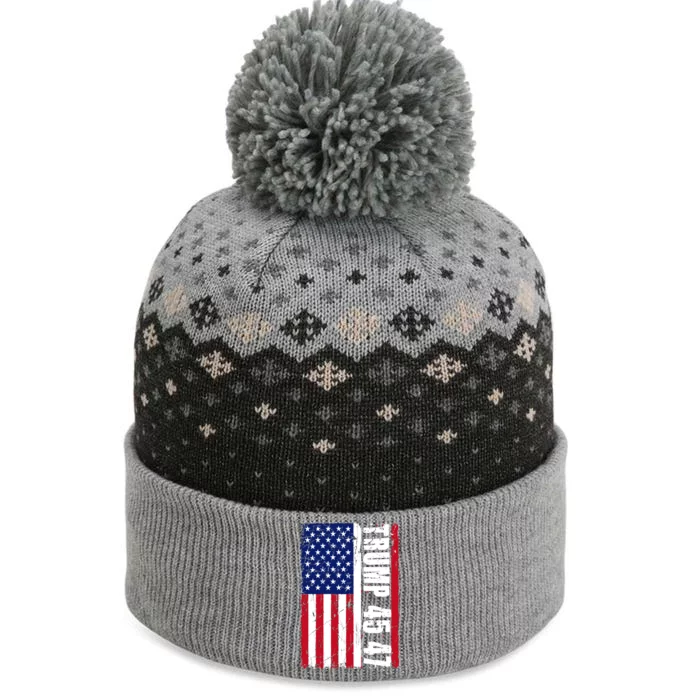 Trump 45 47 President Usa American Flag Gift The Baniff Cuffed Pom Beanie