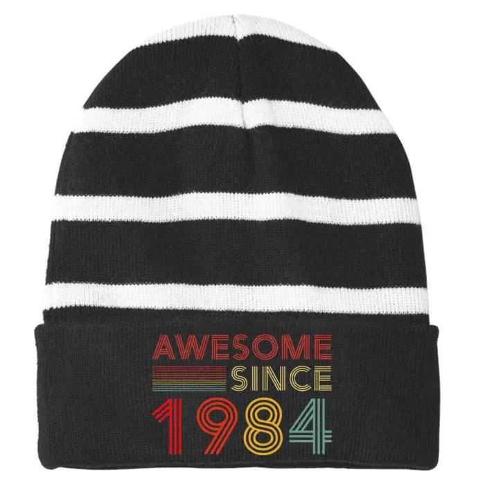 Turning 40 Birthday Decorations 40th Bday 1984 Birthday Striped Beanie with Solid Band