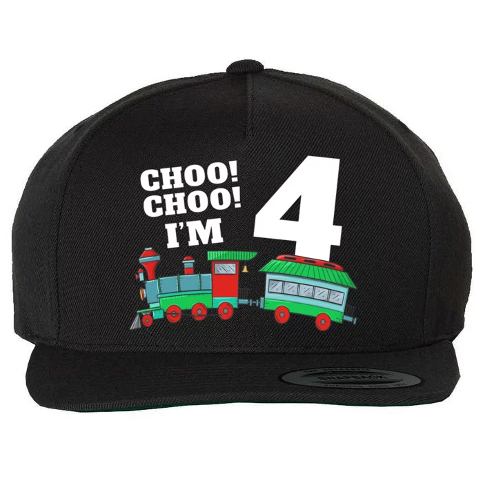 Train 4th Birthday Boy Train 4 Year Old Four Wool Snapback Cap