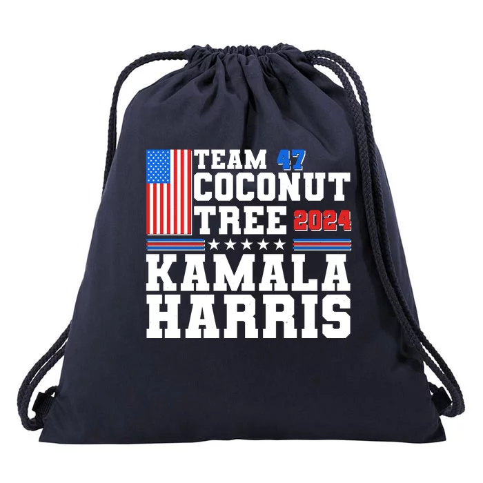 Team 47 Coconut Tree 2024 Kamala Harris 2024 Election Drawstring Bag