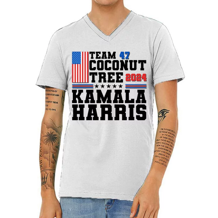 Team 47 Coconut Tree 2024 Kamala Harris 2024 Election V-Neck T-Shirt