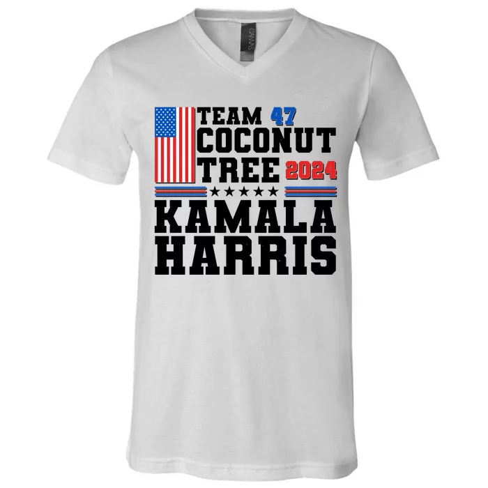 Team 47 Coconut Tree 2024 Kamala Harris 2024 Election V-Neck T-Shirt