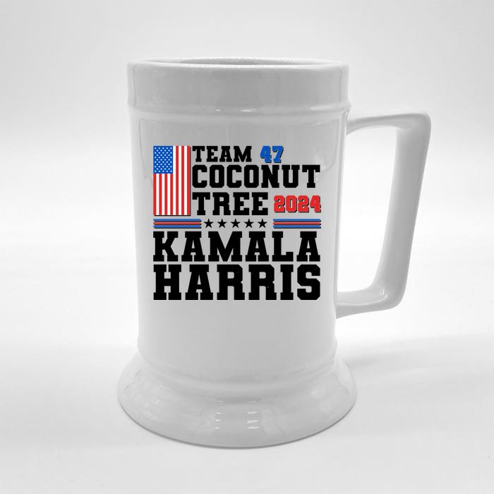 Team 47 Coconut Tree 2024 Kamala Harris 2024 Election Front & Back Beer Stein