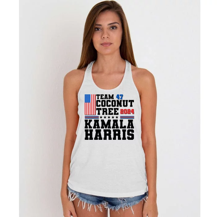 Team 47 Coconut Tree 2024 Kamala Harris 2024 Election Women's Knotted Racerback Tank