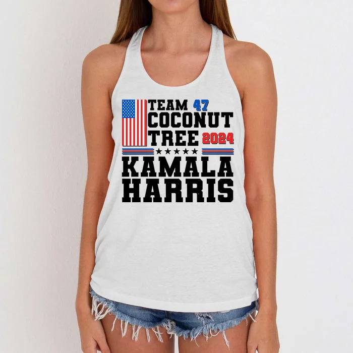 Team 47 Coconut Tree 2024 Kamala Harris 2024 Election Women's Knotted Racerback Tank