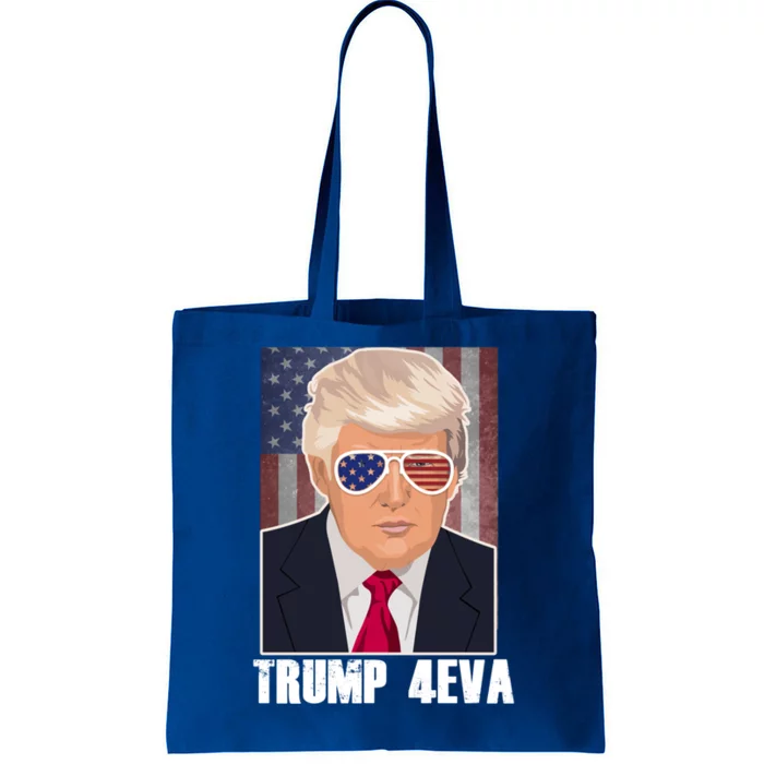 Trump 4eva Funny Trump 2020 Meme Vintage American Flag Gift Cute Gift Tote Bag