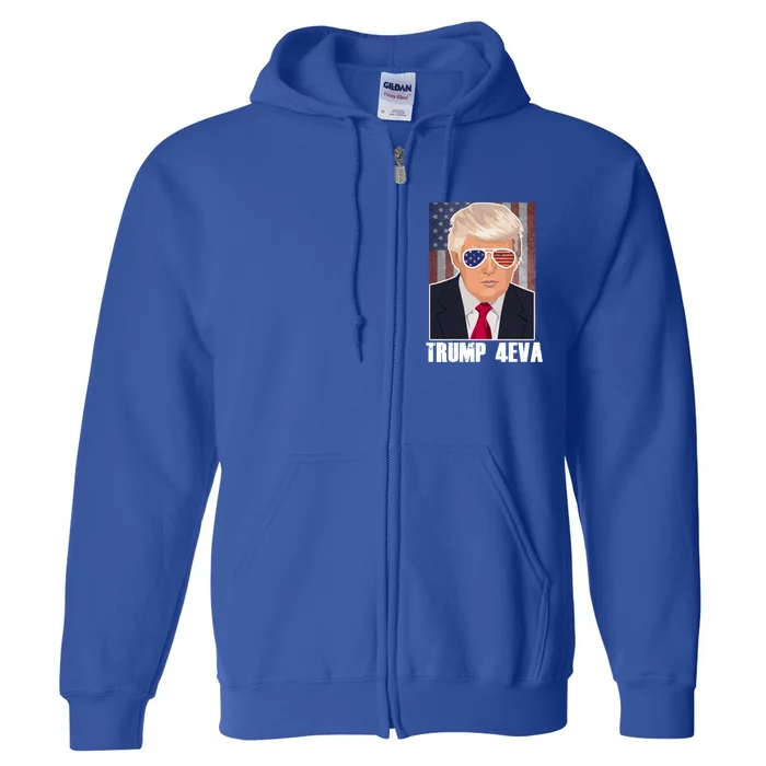 Trump 4eva Funny Trump 2020 Meme Vintage American Flag Gift Cute Gift Full Zip Hoodie